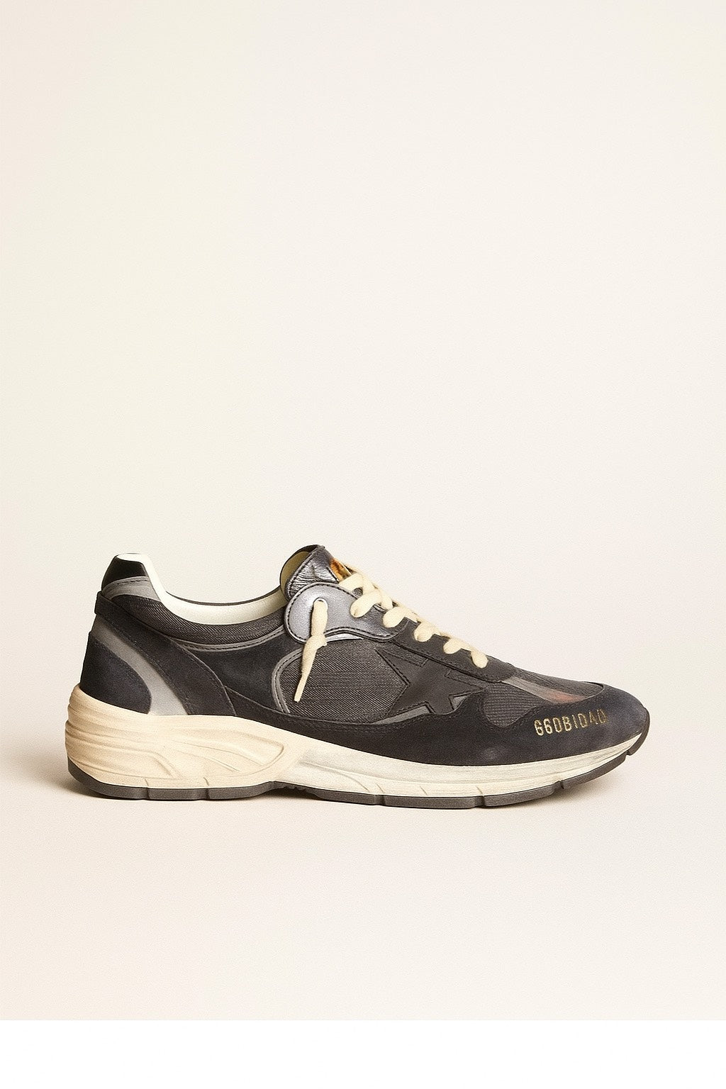 Dad-Star pour femme en résille et cuir velours bleu foncé avec étoile noire