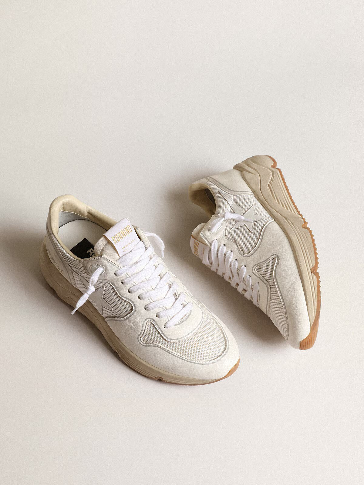 Running Sole femme en résille et nappa blancs