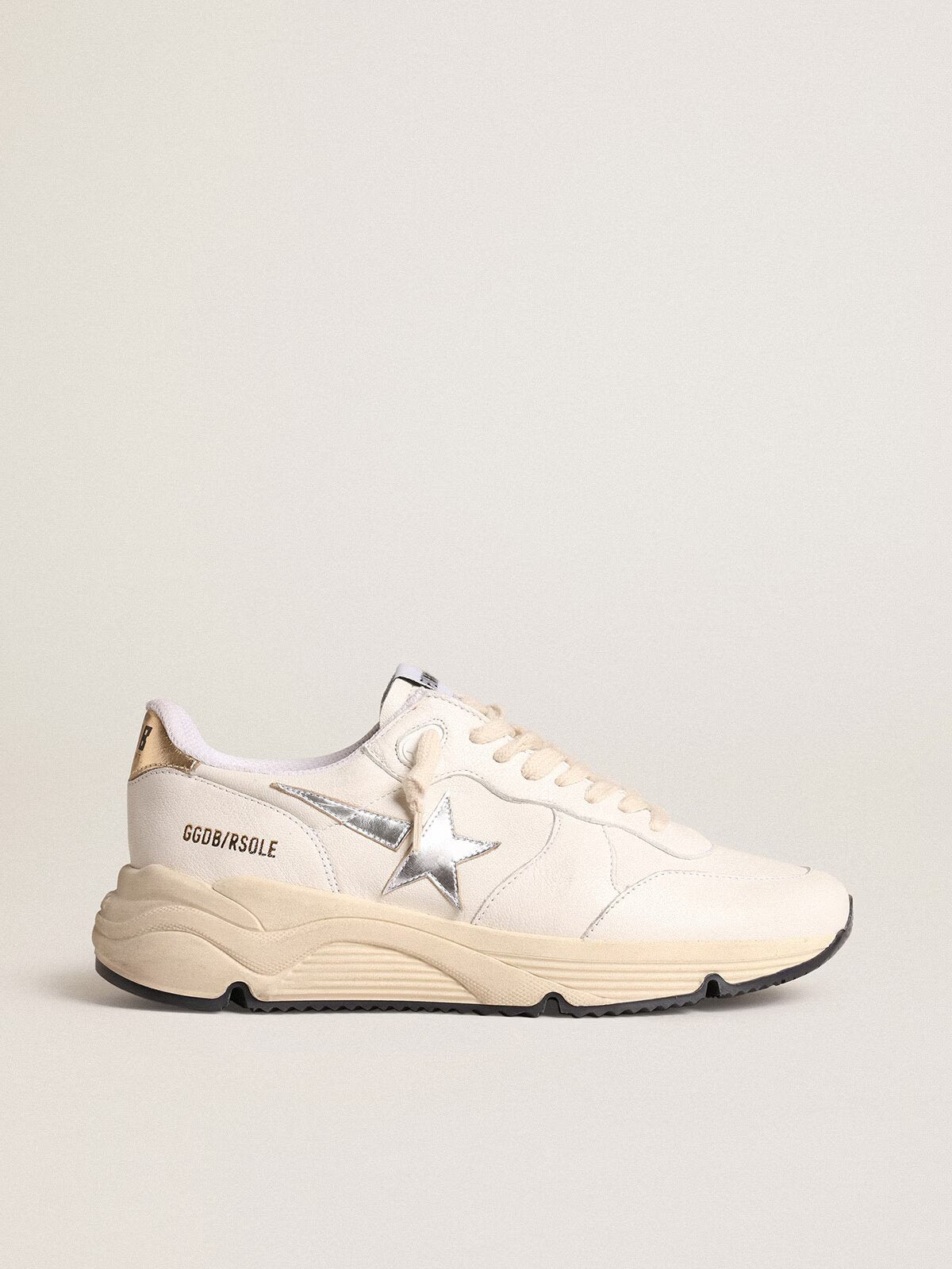 Running Sole en cuir nappa avec étoile argentée et contrefort en cuir doré